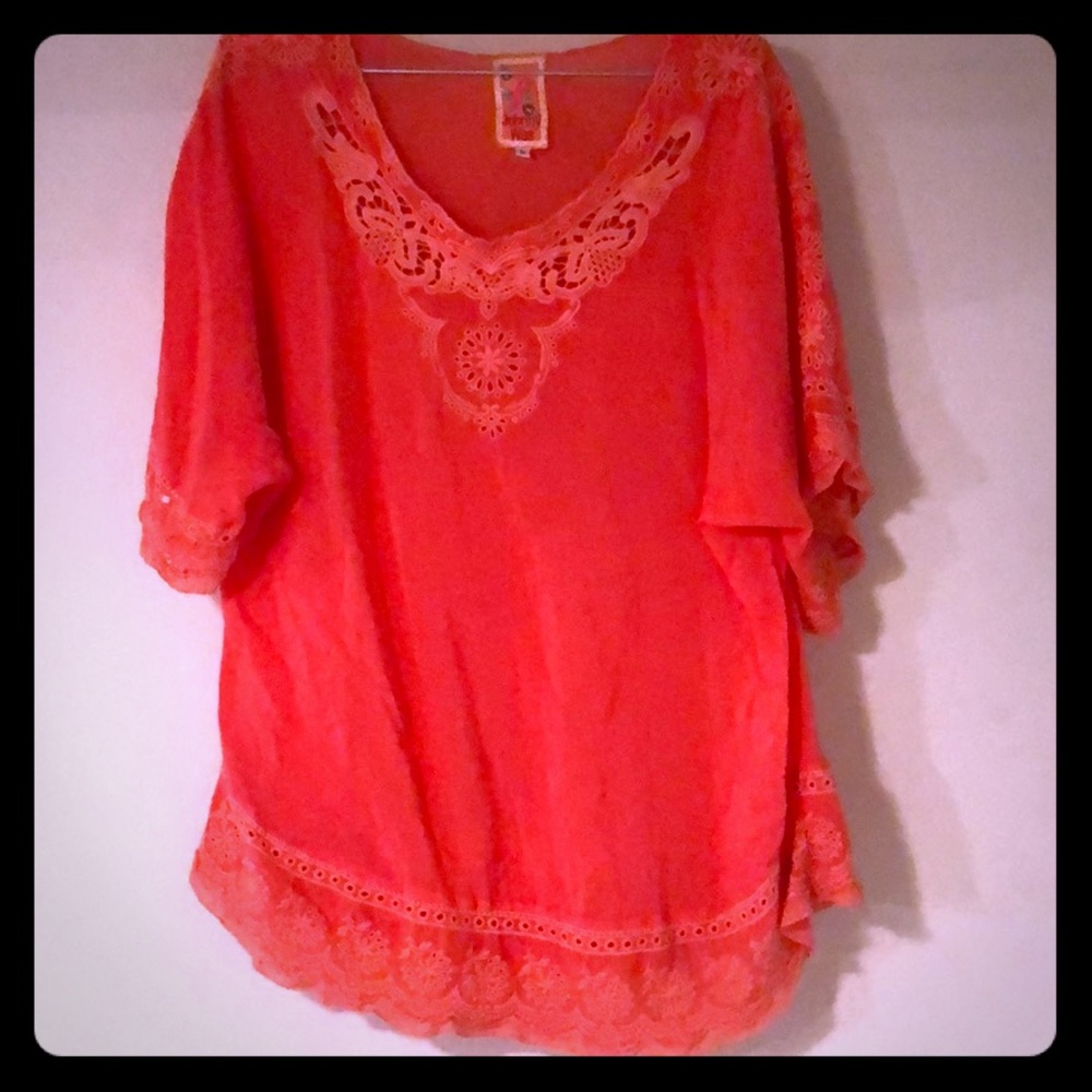 Coral eyelet Johnny Was tunic